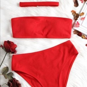 High Waisted Red Bikini with Choker.